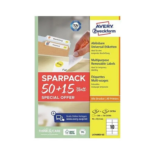 AVERY Zweckform Etiketten 96,0 x 50,8 mm, weiß — image 2