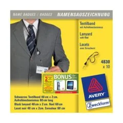 AVERY Zweckform Lanyards 4830, Federhaken, schwarz, 10 St.