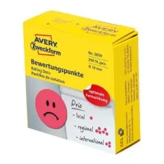 AVERY Zweckform Bewertungspunkte 3859 Gesicht, rot, 250 Etiketten