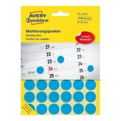 AVERY Zweckform Klebepunkte 3375 blau Ø 18,0 mm, 1.056 St.
