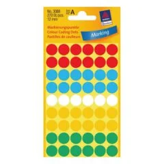 AVERY Zweckform Klebepunkte 3088 farbsortiert Ø 12,0 mm, 270 St.