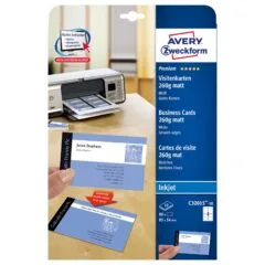 AVERY Zweckform Visitenkarten C32015-10 matt weiß 260 g/qm, 80 St.