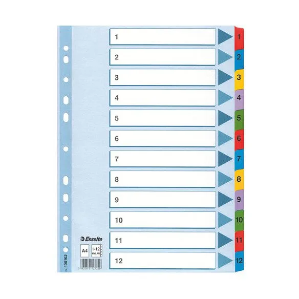 Esselte Ordnerregister Vollformat 1-12 farbig — image 1