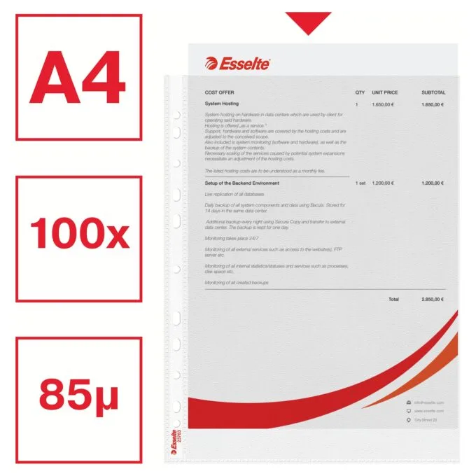 Esselte Prospekthüllen DIN A4 0,09 mm transparent - 100 Stück — image 2
