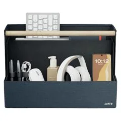 Schreibtisch Organizer Stoff m. Griff, 38x19x26cm, dunkelgrau