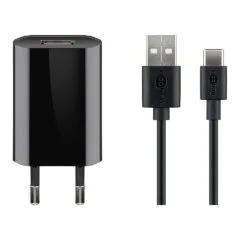 USB-C Ladeset 5 Watt (schwarz, 1 Meter Kabel USB-A > USB-C)