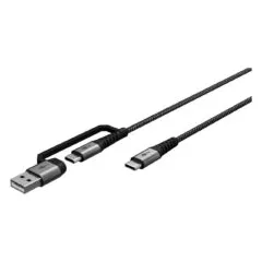 goobay 2in1 USB-Kabel 2m silber, spacegrau