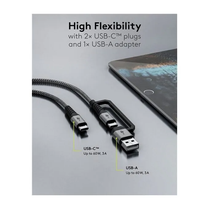 goobay 2in1 USB-Kabel 2m silber, spacegrau — image 3