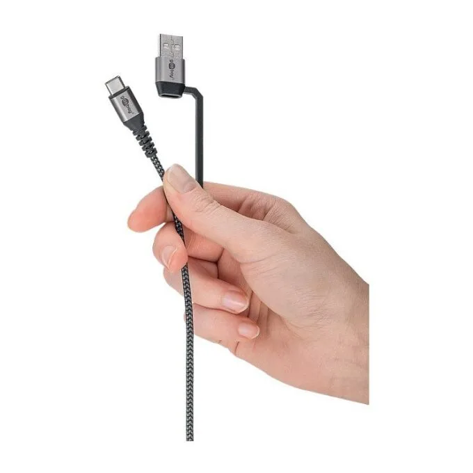 goobay 2in1 USB-Kabel 2m silber, spacegrau — image 9