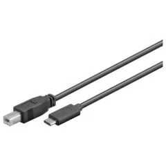 Kabel USB 3.1 C->B 2.0 S/S 1,0m USB B 2.0-Stecker, schwarz