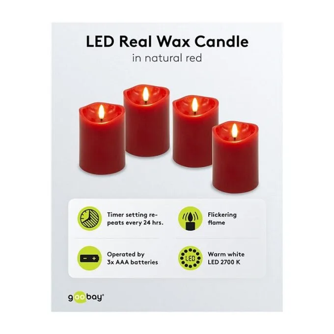 LED-Wachskerzen, 10cm, rot — image 2