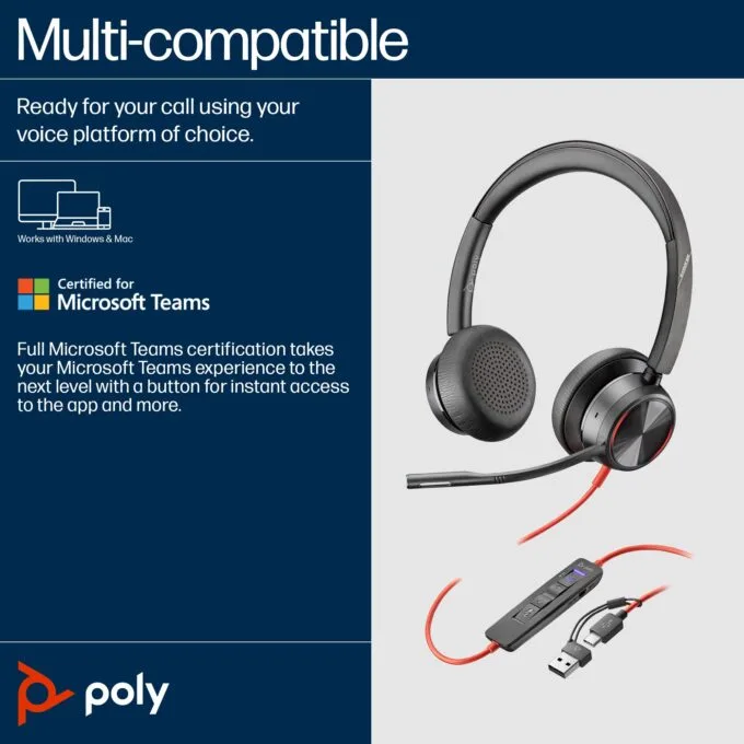 HP Poly Blackwire 8225 Stereo Headset On-Ear — image 4