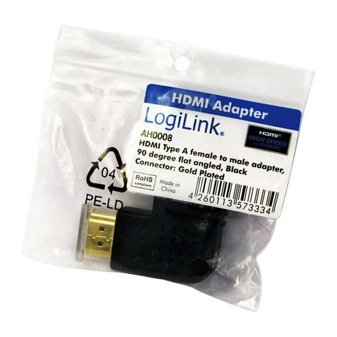 HDMI Adapter HDMI>HDMI St/Bu 90° flach gewinkelt — image 2