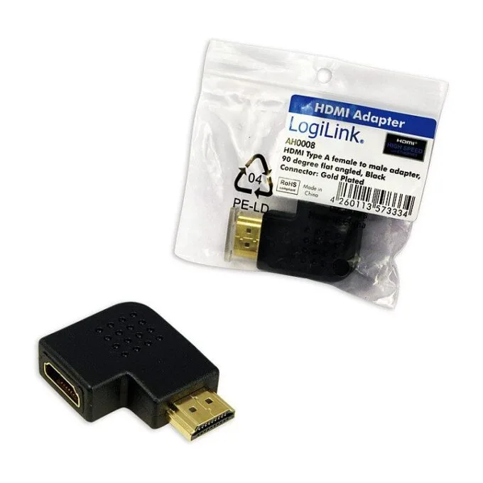 HDMI Adapter HDMI>HDMI St/Bu 90° flach gewinkelt — image 3