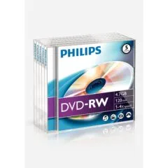 1x5 Philips DVD-RW 4,7GB 4x JC