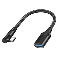 Logilink USB 3.2 Gen2 Type-C adapter, C/M 90° to USB-A/F, 10 Gbps, 15W, OTG, black,0.2 m