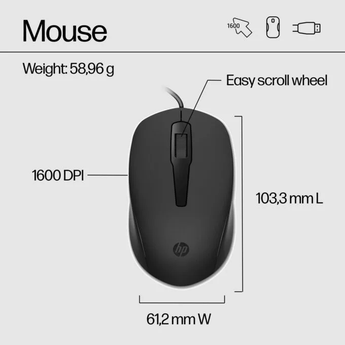 HP 150 - Tastatur-und-Maus-Set - USB - GB - Schwarz — image 4