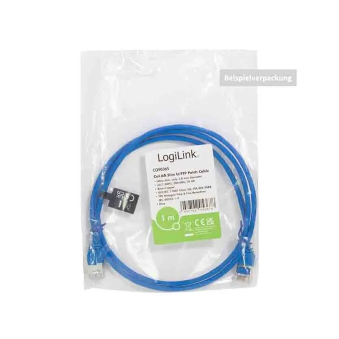 CQ9036S 1m CAT6A U/FTP SLIM ULTRA-FLEX PATCH CABLE BLUE, LOGILINK — image 3