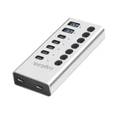 UA0447 HUB 3.2 GEN1 7-ports w/CABLE/ADAPTER, USB-A/C,ON/OFF SWITCH ALUMINIUM LOGILINK