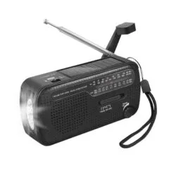 SP0074 DYNAMO HAND CRANK RADIO W/SOLAR PANEL,LED SOS TORCH,BLACK LOGILINK