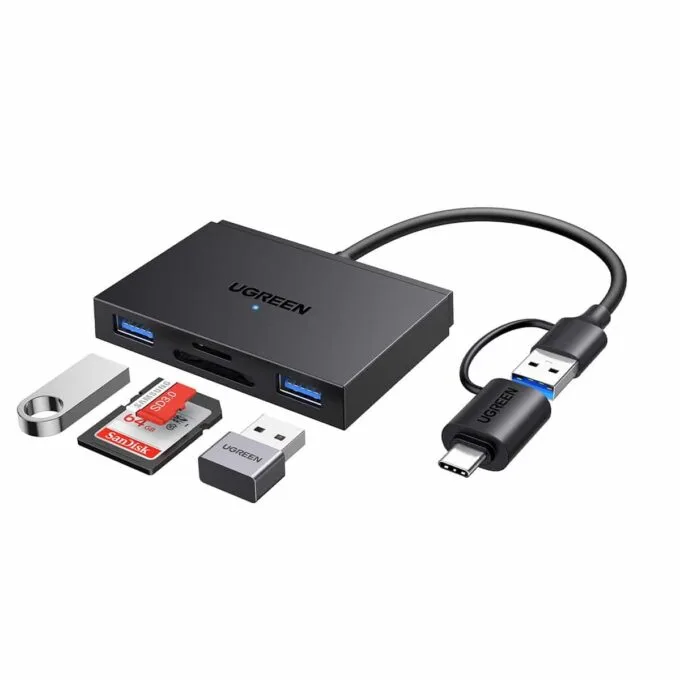 45167/CM812 USB3.0 CARD READER USB-C/USB SD/TF GRAY UGREEN — image 1