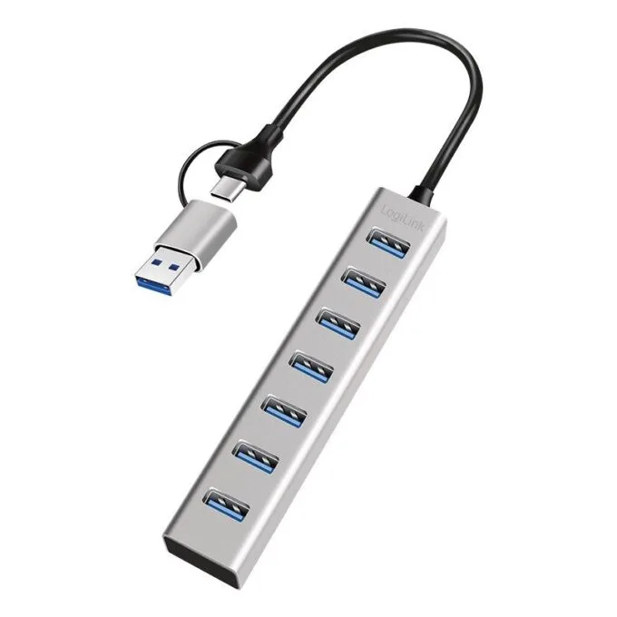Logilink USB 3.0 Hub, 7-port, USB-A, aluminum housing — image 2