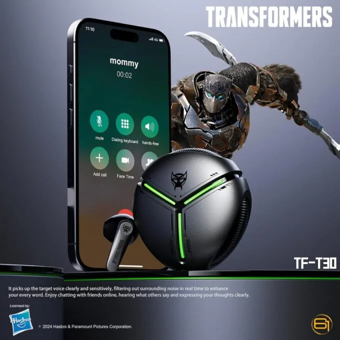 Transformers TWS Earphones, Low Latency,  TF-T30 Grey — image 6