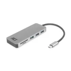 AC7050 USB-C HUB USB3.0 3xUSB-A 20W CARD READER,PS PASS-THROUGH ACT