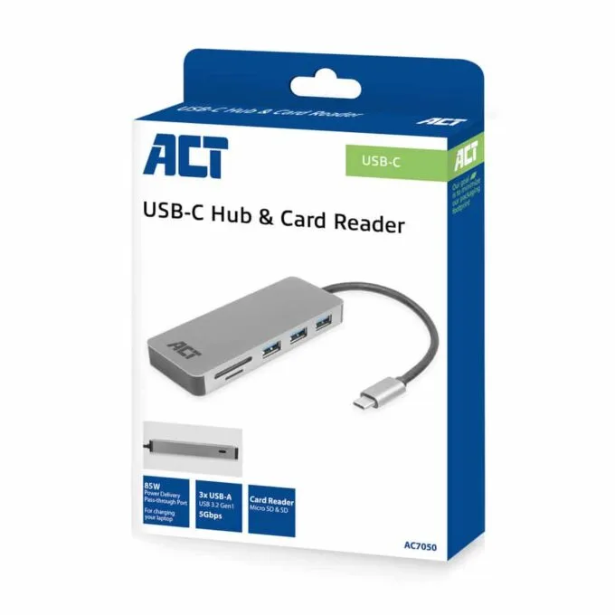 AC7050 USB-C HUB USB3.0 3xUSB-A 20W CARD READER,PS PASS-THROUGH ACT — image 3