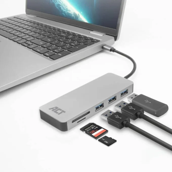 AC7050 USB-C HUB USB3.0 3xUSB-A 20W CARD READER,PS PASS-THROUGH ACT — image 4