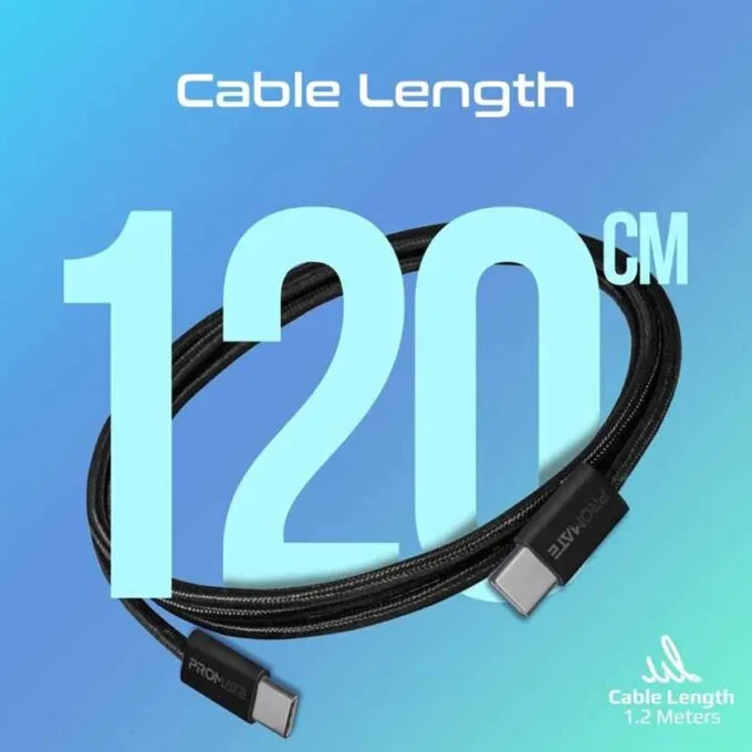 ECOLINE-CC120.BLACK 1.2m CABLE USB-C 60W DATA SYNC & CHARGE PROMATE — image 3