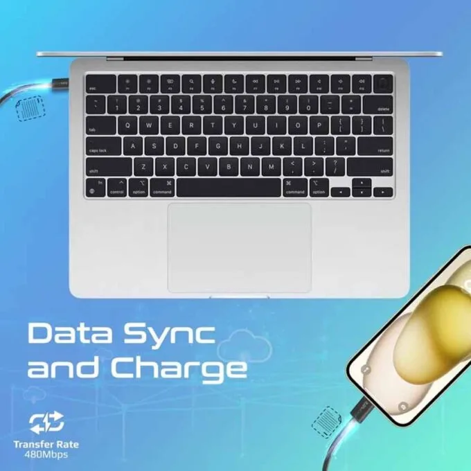 ECOLINE-CC120.BLACK 1.2m CABLE USB-C 60W DATA SYNC & CHARGE PROMATE — image 4