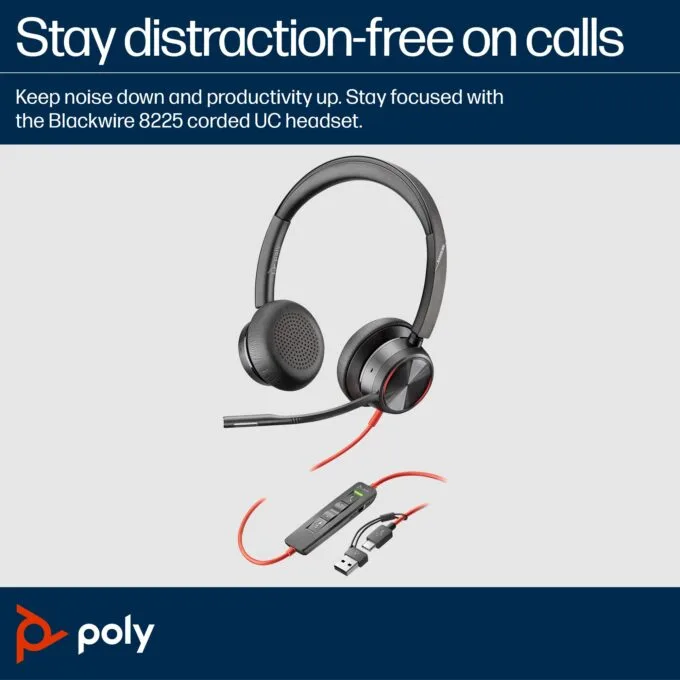 HP Poly Blackwire 8225 Stereo Headset On-Ear — image 7