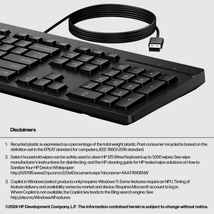 HP 125 G2 USB Wired Keyboard (FR) — image 8