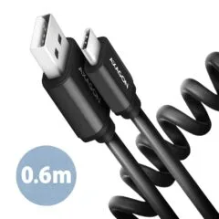 AXAGON BUCM-AM10TB Twister-Kabel, USB-C auf USB-A 2.0, schwarz - 0,6m