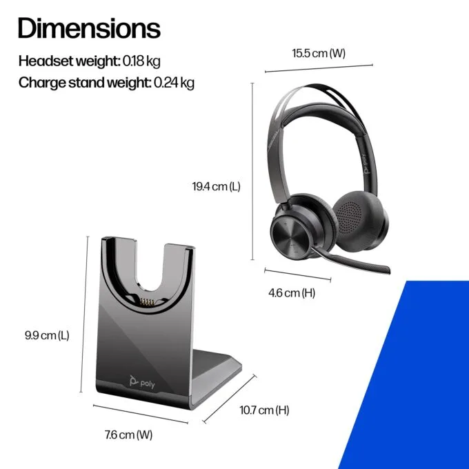 HP Poly Voyager Focus 2 USB-C-Headset incl. Ladestation + Adapter USB-C/ -A — image 5