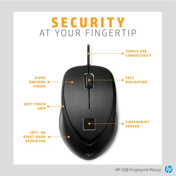 HP Fingerprint Mouse laser 3 buttons wired USB for Elite x2, EliteBook 735 G6, Mobile Thin Client mt — image 11