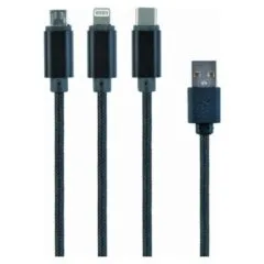 Gembird USB 3w1 do ładowania (Lightning, microUSB, USB-C) 1.0m (czarny)