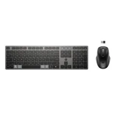 HP 725 - Tastatur-und-Maus-Set - multifunktional, wiederaufladbar, betrieben mit Superkondensator - full size - kabellos - Nachtfall Schwarz -