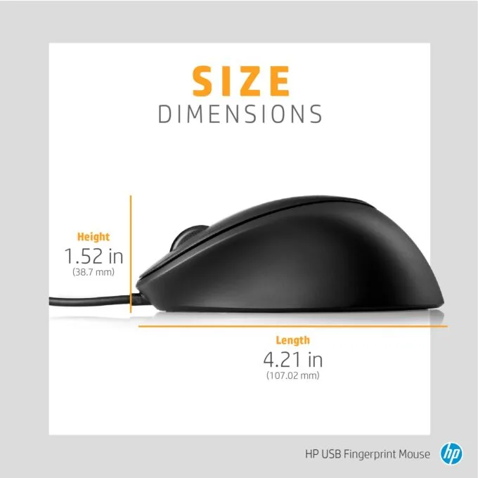 HP Fingerprint Mouse laser 3 buttons wired USB for Elite x2, EliteBook 735 G6, Mobile Thin Client mt — image 10