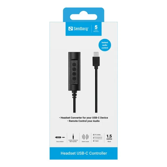 SANDBERG Headset USB-C Controller 1,5m — image 2