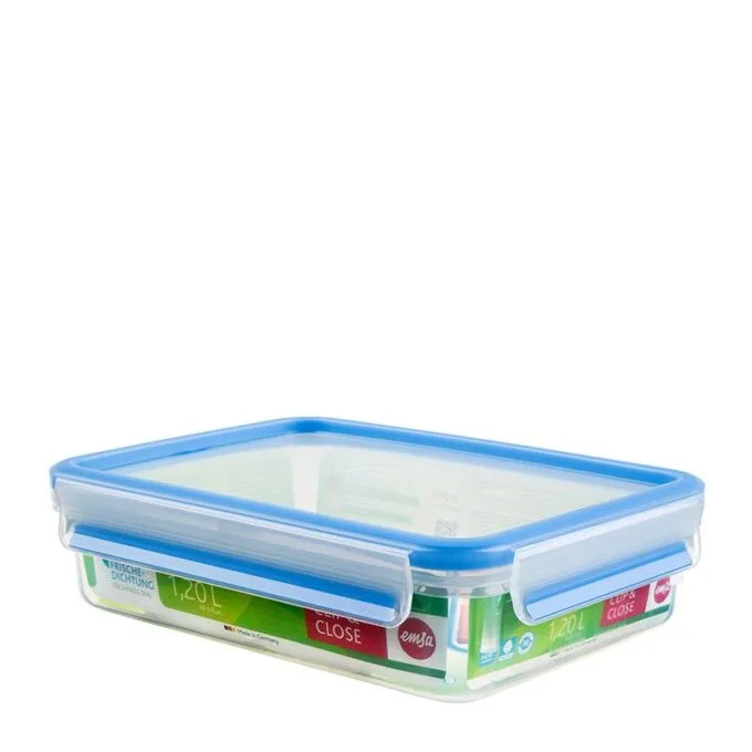 CLIP & CLOSE Frischhaltedose (transparent/blau, 1,2 Liter, Klassikformat) — image 1