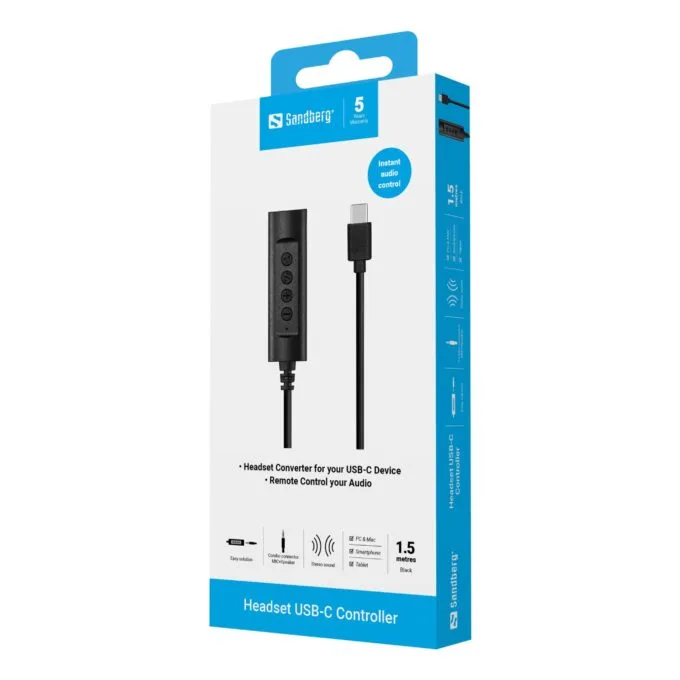 SANDBERG Headset USB-C Controller 1,5m — image 3