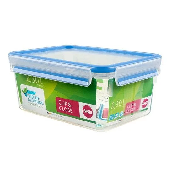 CLIP & CLOSE Frischhaltedose (transparent/blau, 2,3Liter, Groformat) — image 1