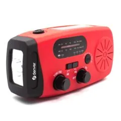 Denver AUDIO Radio Portable Solar & Crank Powered with Flashlight & SOS Function SCR-2007 Red
