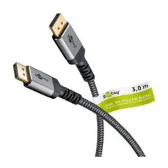 Goobay Plus DisplayPort 2.0/2.1 Kabel, 16K @ 60Hz, 80 Gbit/s (grau, 3 Meter)
