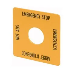 EATON M22-XYK1 Schild NOT-AUS 216484 gelb 50x50mm 4-sprachig DE EN FR IT