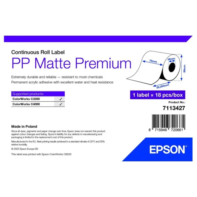 Epson 7113427 printer label — image 1