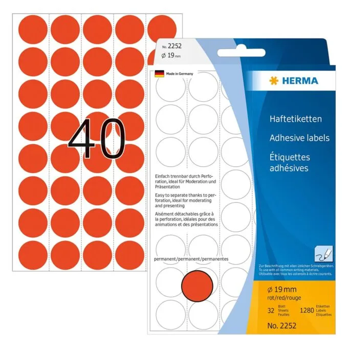 HERMA Klebepunkte Ø 19,0 mm rot — image 1