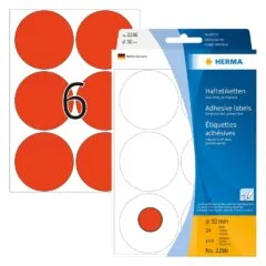 HERMA Klebepunkte Ø 50,0 mm leuchtrot